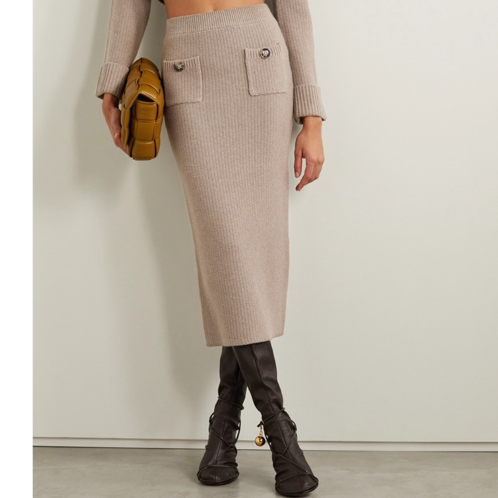 Self-Portrait sz Small Cashemere and wool-blend midi skirt brown NWT